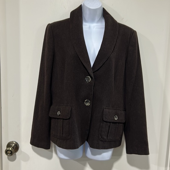 Eddie Bauer Chocolate Brown Wool Blazer Jacket Size 12 - Picture 1 of 11